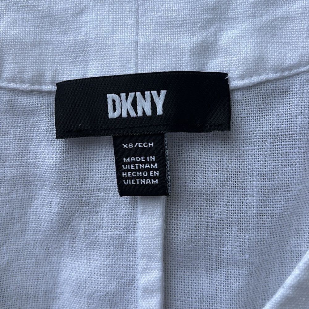 DKNY Summer White Linen Maxi Dress V Neck Women’s Size XS Small - Picture 8 of 8